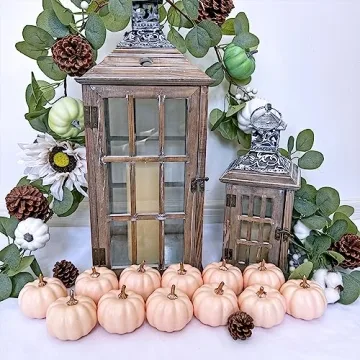 Blush Pink Artificial Pumpkins Set for Fall Decor