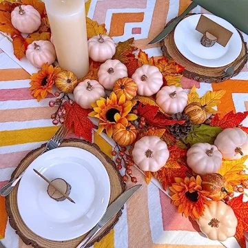 Blush Pink Artificial Pumpkins Set for Fall Decor