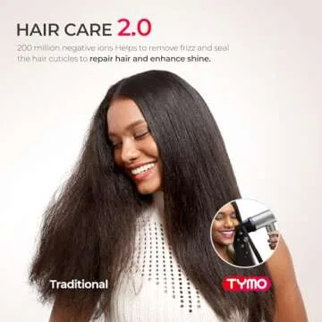 TYMO Hair Dryer with Diffuser, 1500W High-Speed Professional Blow Dryer with Comb for Fast Drying, 110,000RPM Brushless Motor, 200 Million Ionic Hairdryer Zero Damage, 3 Speeds & 4 Temps, Low-Noise