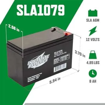 Interstate Batteries 12V 8Ah Battery (SLA1079) Rechargeable SLA, AGM Replacement Battery for UPS Backup Power Systems, APC Smart-UPS Series, Alpha Technology, Medical Devices with F2 Terminals