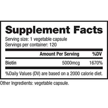 NutraBio Biotin Supplement 5000mcg for Hair Skin Nails 120 Capsules