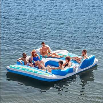 Paradise Island Float Inflatable Pool Float Holds 6 Person