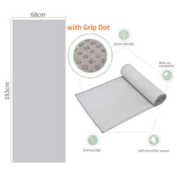 CYCLXY 2 Pack Hot Yoga Towel with Grip Dot - Non-Slip & Highly Absorbent Microfiber Towels for Hot Y...
