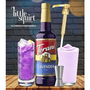 Lavender Syrup for Coffee & Cocktails 25.4 Ounces Torani Lavender Syrup for Coffee Drinks with Littl...