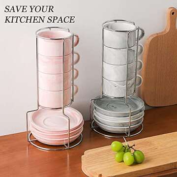 Sweejar Espresso Cups Set - Stackable Ceramic Coffee Cups