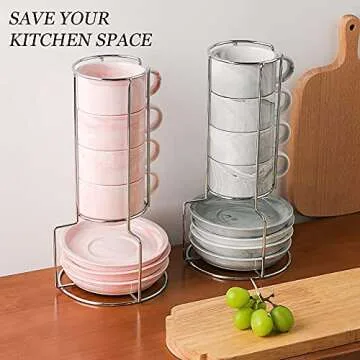 Sweejar Espresso Cups Set - Stackable Ceramic Coffee Cups