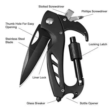 FUNBRO Multitool: Carabiner With Knife & More Essentials