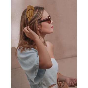 WOVOWOVO Knotted Headbands for Women Girls Ruched Wide Hairbands Fashion Non Slip Head Bands for Women's Hair Ruffled Fabric Hair Hoop Black White Brown Hair Accessories 4Pcs