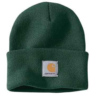 Carhartt mens Knit Cuffed Beanie Hat, North Woods, One Size US
