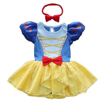 MYRISAM Princess Costumes for Baby Girls Snow White Birthday Romper Tutu Dress w/Headband Halloween Outfits