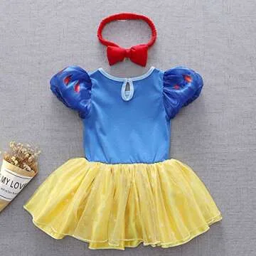 MYRISAM Princess Costumes for Baby Girls Snow White Birthday Romper Tutu Dress w/Headband Halloween Outfits