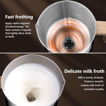 AMZCHEF 8-IN-1 Milk Frother and Steamer 550 Watts, 21 oz Split Stainless Steel Automatic Steamer, Milk's Warmer for Latte, Cappuccino, Hot and Cold Froth, Heated Milk, Hot Chocolate, Baby Food