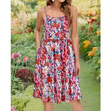 Qnursma Nursing Tank Dress for Breastfeeding, Sleeveless Summer Maternity Dresses Summer Casual Pink Floral