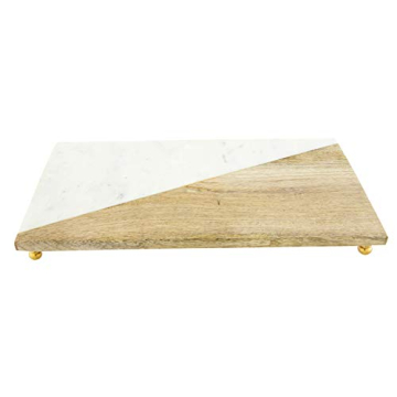Creative Co-Op Mango Wood Marble Serving Tray for Elegant Hosting