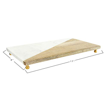 Creative Co-Op Mango Wood Marble Serving Tray for Elegant Hosting