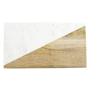 Creative Co-Op Mango Wood Marble Serving Tray for Elegant Hosting