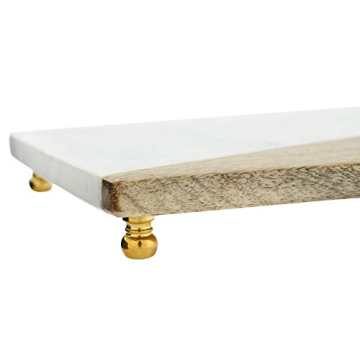 Creative Co-Op Mango Wood Marble Serving Tray for Elegant Hosting