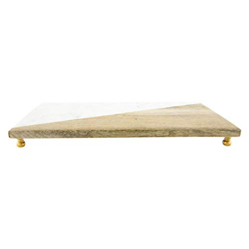 Creative Co-Op Mango Wood Marble Serving Tray for Elegant Hosting