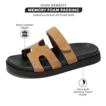 Project Cloud 100% Genuine Leather Womens Sandals - Memory Foam Slip on Sandals Women Footwear - Wom...