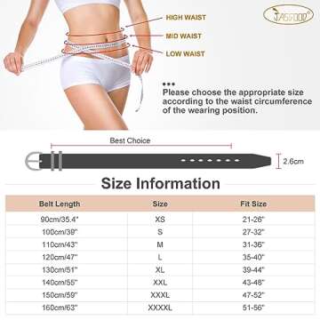 JASGOOD 2 Pack Women Leather Belt for Jeans Fashion Ladies Belts for Pants Dresses