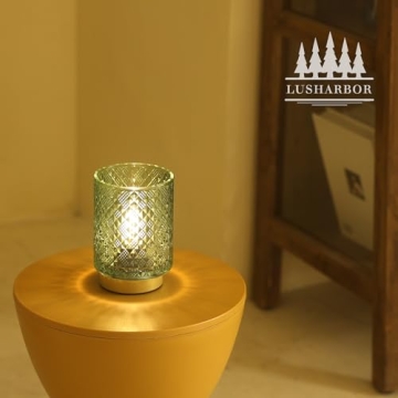 LUSHARBOR Battery Operated Glass Lamp with Timer
