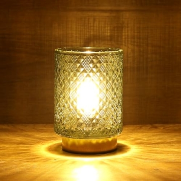 LUSHARBOR Battery Operated Glass Lamp with Timer