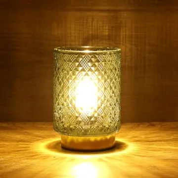 LUSHARBOR Battery Operated Glass Lamp with Timer