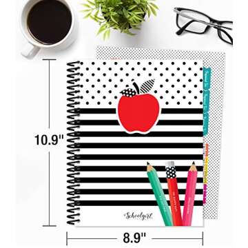 Schoolgirl Style Black, White and Stylish Teacher Planner—Undated Weekly/Monthly Lesson Plan Book ...