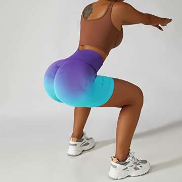 AIBIANOCEL Women's Tie Dye Solids Butt Lifting High Waisted Seamless Bike Shorts for Gym Exercise Workout Yoga Running(Purple Blue,Medium)