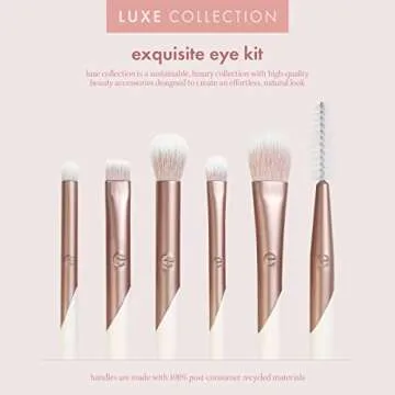 EcoTools Luxe Exquisite Eye Makeup Brush Kit, For Eyeshadow, Eyeliner, & Brow Makeup, Professional Eye Brush Set, Eco-Friendly Makeup Tools, Synthetic Bristles, Cruelty Free & Vegan, 6 Piece Set