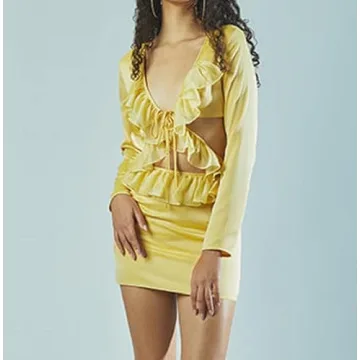 NUFIWI Y2K Ruffles Fairy Skirts Sets Trendy See Through