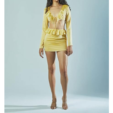 NUFIWI Y2K Ruffles Fairy Skirts Sets Trendy See Through