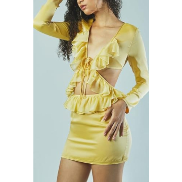 NUFIWI Y2K Ruffles Fairy Skirts Sets Trendy See Through