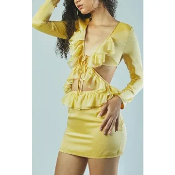 NUFIWI Y2K Ruffles Fairy Skirts Sets Trendy See Through