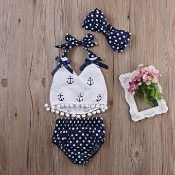 Infant Baby Girls Clothes Anchor Tops+Polka Dot Briefs