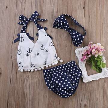 Infant Baby Girls Clothes Anchor Tops+Polka Dot Briefs