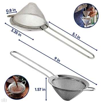 Fine Mesh Strainer with Handle - 3.3" Tea Strainers for Loose Tea Leaf Strainer Coffee Strainers Fin...