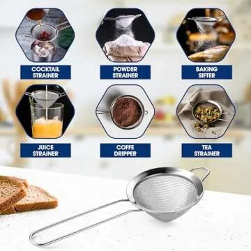 Fine Mesh Strainer for Tea and Cocktails - Durable Design