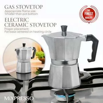 Mixpresso 3 Cup Moka Pot for Gas and Electric Stoves