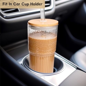 ANOTION 22 oz Glass Coffee Cups Set - Stylish & Durable