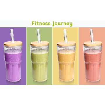 ANOTION 22 oz Glass Coffee Cups Set - Stylish & Durable