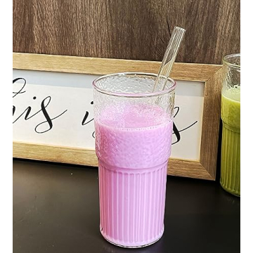 ANOTION 22 oz Glass Coffee Cups Set - Stylish & Durable