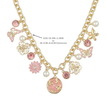 Madison Tyler Gold Butterfly Flower Necklace for Women