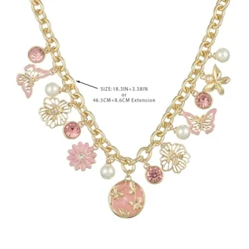 Madison Tyler Gold Butterfly Flower Necklace for Women