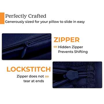 Sleep Mantra 100% Mulberry Silk Pillowcase for Hair and Skin Health, Hidden Zipper, 22 Momme, Both Sides Smooth, Breathable and Natural, Machine Washable, (King, Navy Blue)