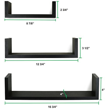 Greenco Set of 3 Floating Shelves for Stylish Home Decor