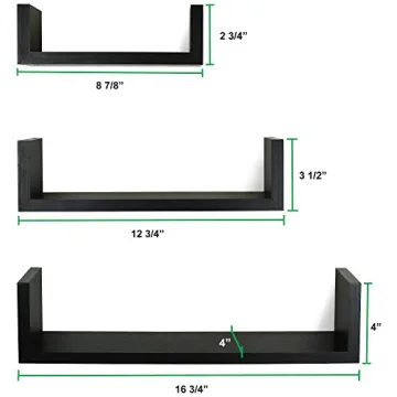 Greenco Set of 3 Floating Shelves for Stylish Home Decor
