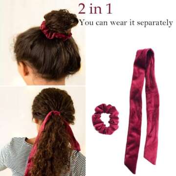 6Pcs Hair Scrunchies Bowknot Velvet Elastics Hair Bands Scrunchy Hair Rope Ties Hair Bow Ponytail Holder Accessories for Women Girls