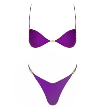 VOLAFA Women's Adjustable Cheeky Purple Bikini Set