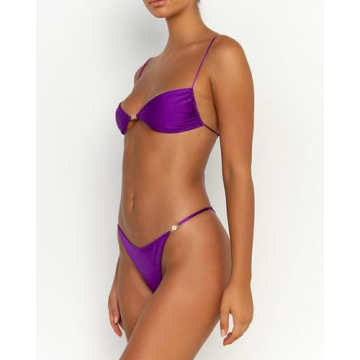 VOLAFA Women's Adjustable Cheeky Purple Bikini Set